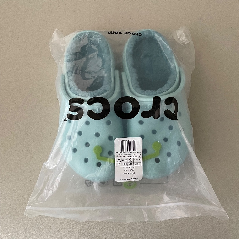 NWT CROCS Baya LINED Clogs W7 M5 LIGHT BLUE LINING - Picture 3 of 4